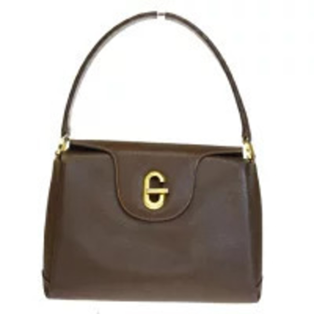 Gucci handbag G shaped twistlock front flap Brown